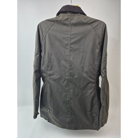 Barbour Women's Olive Beadnell Water Resistant Waxed Cotton Wax Jacket Size 8 US - Picture 2 of 5